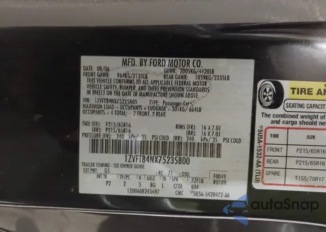 2007 Ford Mustang V6 Deluxe/V6 Premium from USA, damaged, VIN 1ZVFT84NX75235800